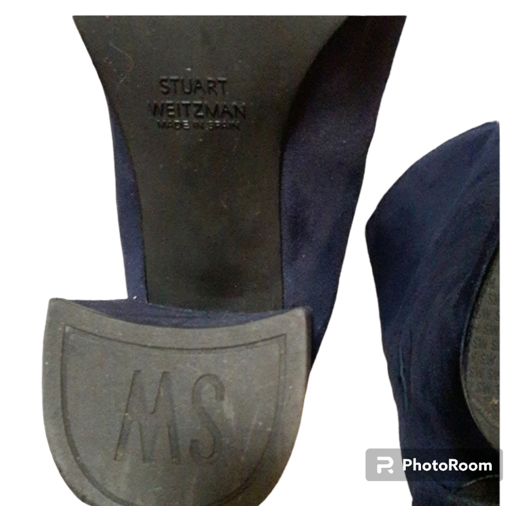 Stuart Weitzman Straighten Nice Blue Suede Boots - Picture 8 of 13